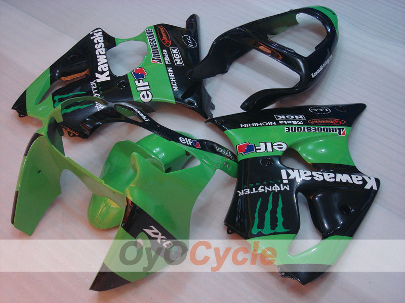 Kit de carénage injecté pour NINJA ZX-6R 00-02 - Vert, noir - Monster #OYO87901719