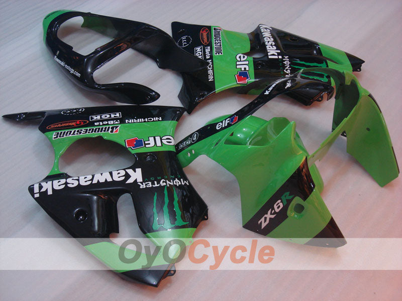 Kit de carénage injecté pour NINJA ZX-6R 00-02 - Vert, noir - Monster #OYO87901719