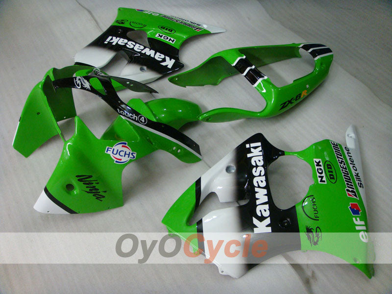 Kit de carénage injecté pour NINJA ZX-6R 00-02 - Vert, noir - Nakano #OYO87901734