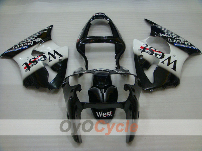 Kit de carénage à injection pour NINJA ZX-6R 00-02 - Blanc, noir - West #OYO87901752