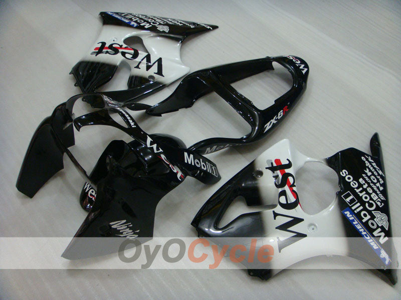 Kit de carénage à injection pour NINJA ZX-6R 00-02 - Blanc, noir - West #OYO87901752