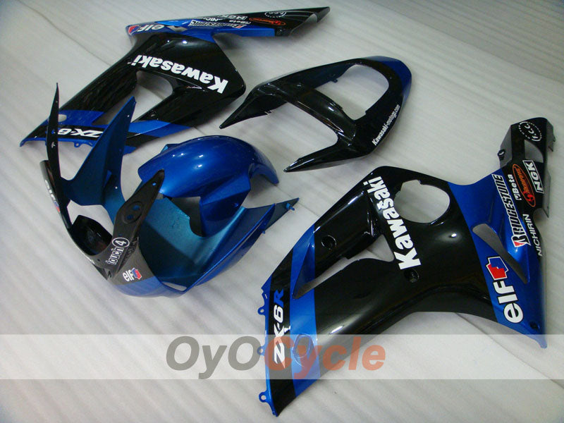 Kit de carénage à injection pour NINJA ZX-6R 03-04 - Bleu, noir - Style d'origine #OYO87901781