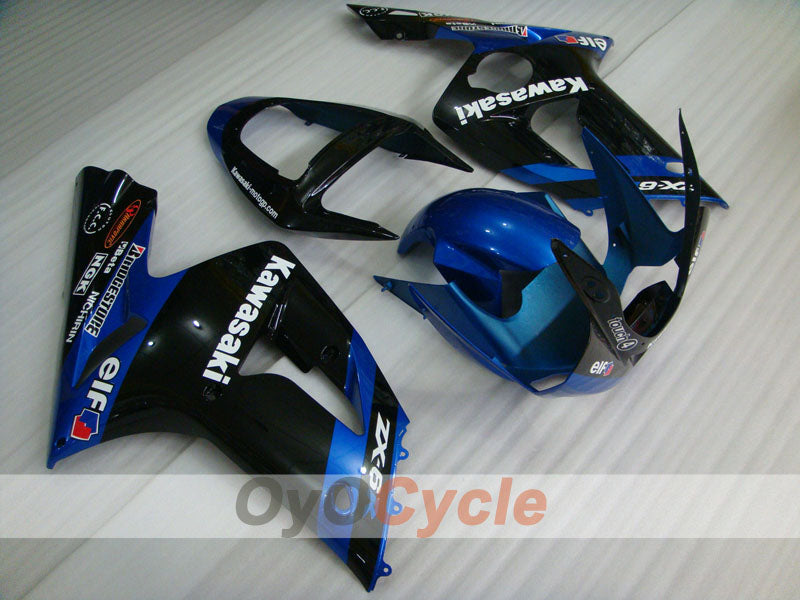 Kit de carénage à injection pour NINJA ZX-6R 03-04 - Bleu, noir - Style d'origine #OYO87901781 Image principale du produit