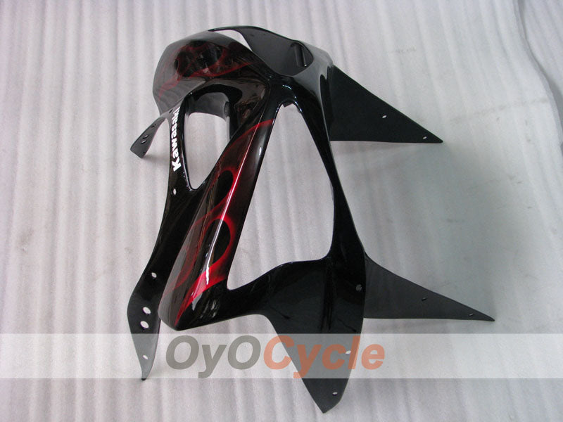 Kit de carénage à injection pour NINJA ZX-6R 03-04 - Rouge, noir - Flammes #OYO87901804