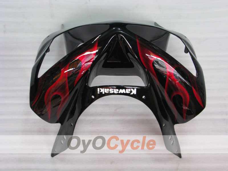Kit de carénage à injection pour NINJA ZX-6R 03-04 - Rouge, noir - Flammes #OYO87901804