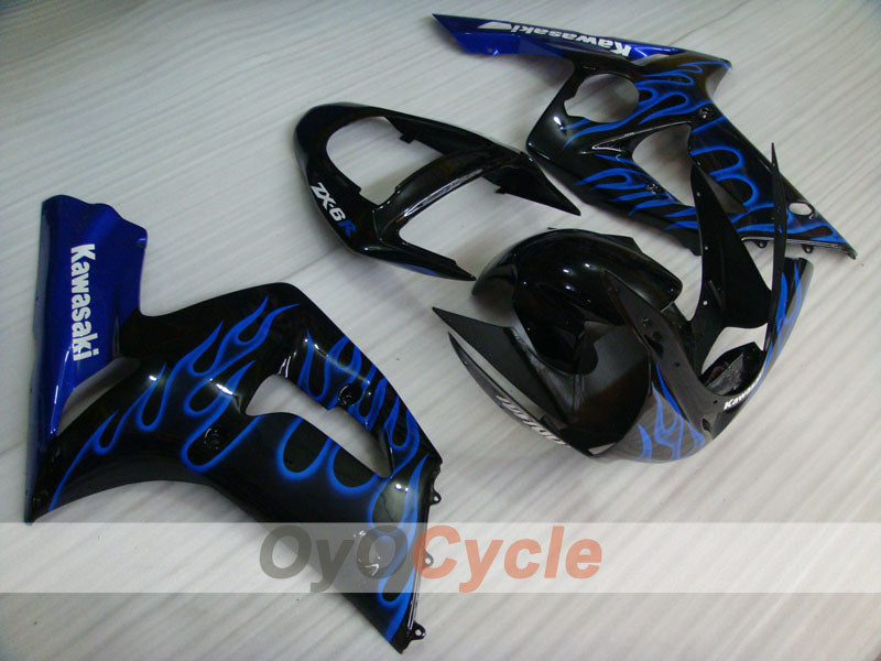 Kit de carénage à injection pour NINJA ZX-6R 03-04 - Violet, Noir - Flame #OYO87901805