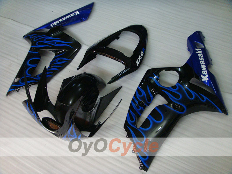 Kit de carénage à injection pour NINJA ZX-6R 03-04 - Violet, Noir - Flame #OYO87901805