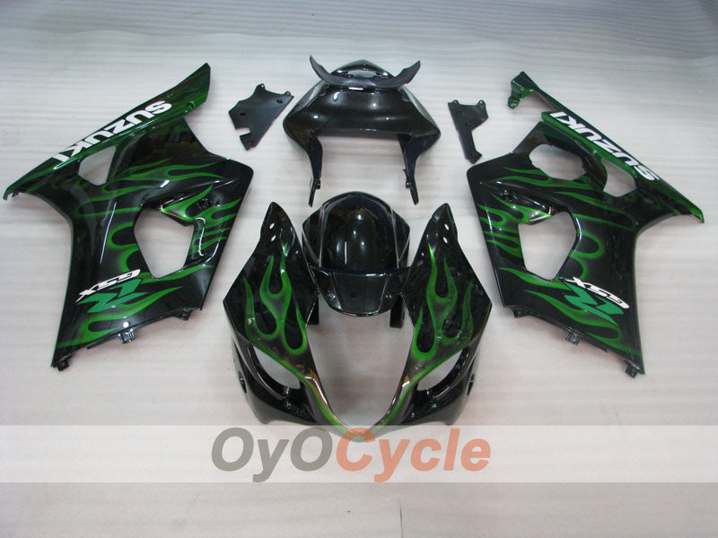 Kit de carénage à injection pour GSX R1000 03-04 - Vert, noir - Flame #OYO87901829