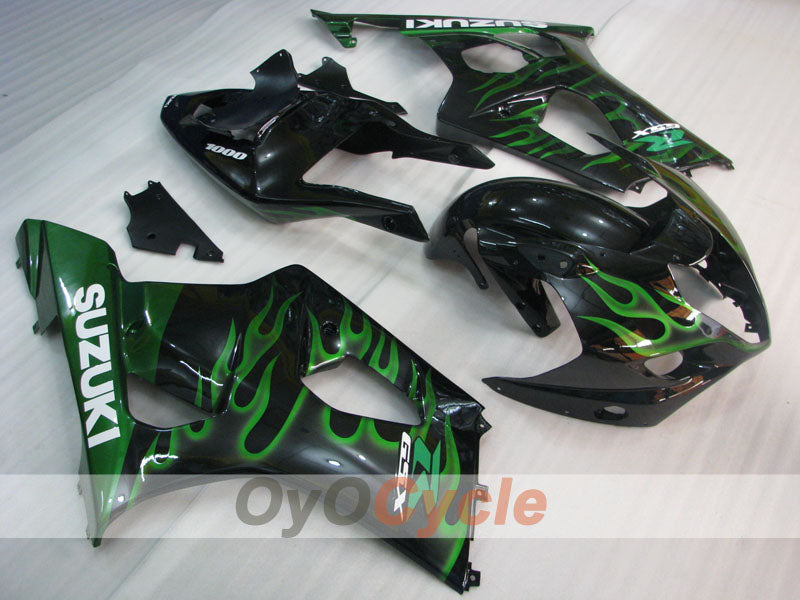 Kit de carénage à injection pour GSX R1000 03-04 - Vert, noir - Flame #OYO87901829 Image principale du produit