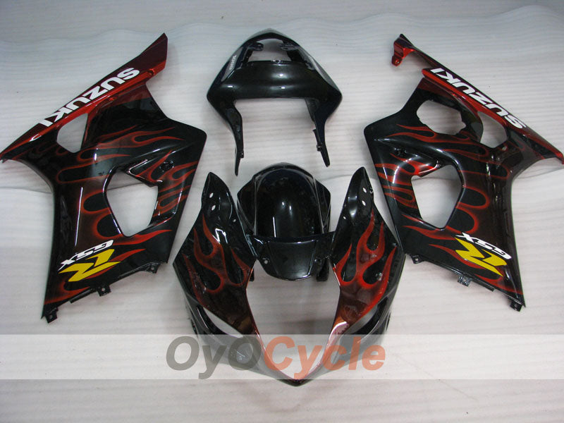 Kit de carénage à injection pour GSX R1000 03-04 - Rouge, noir - Flame #OYO87901834