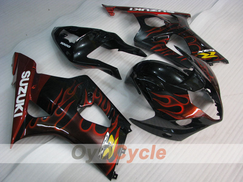 Kit de carénage à injection pour GSX R1000 03-04 - Rouge, noir - Flame #OYO87901834