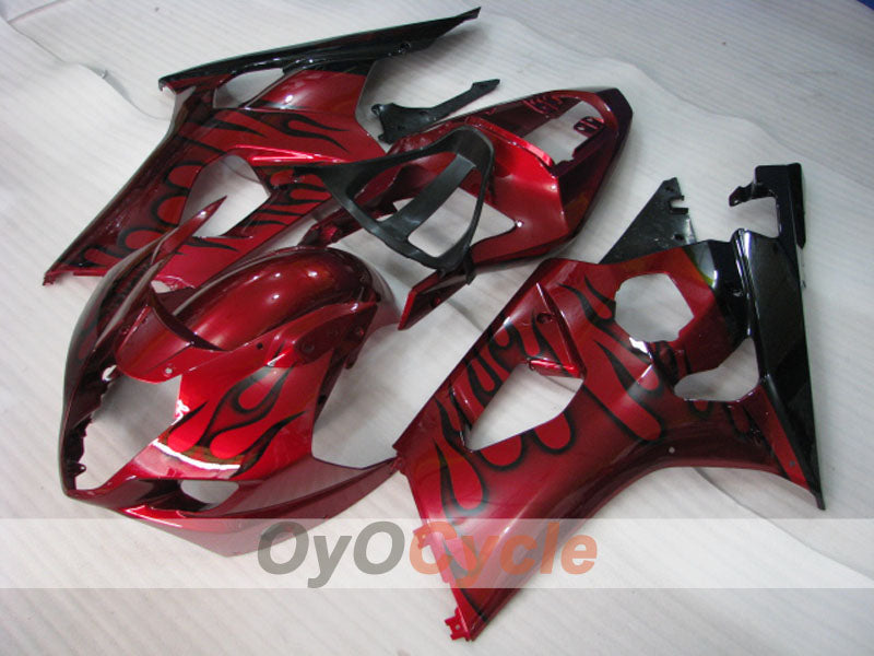 Kit de carénage à injection pour GSX R1000 03-04 - Rouge, noir - Flame #OYO87901836