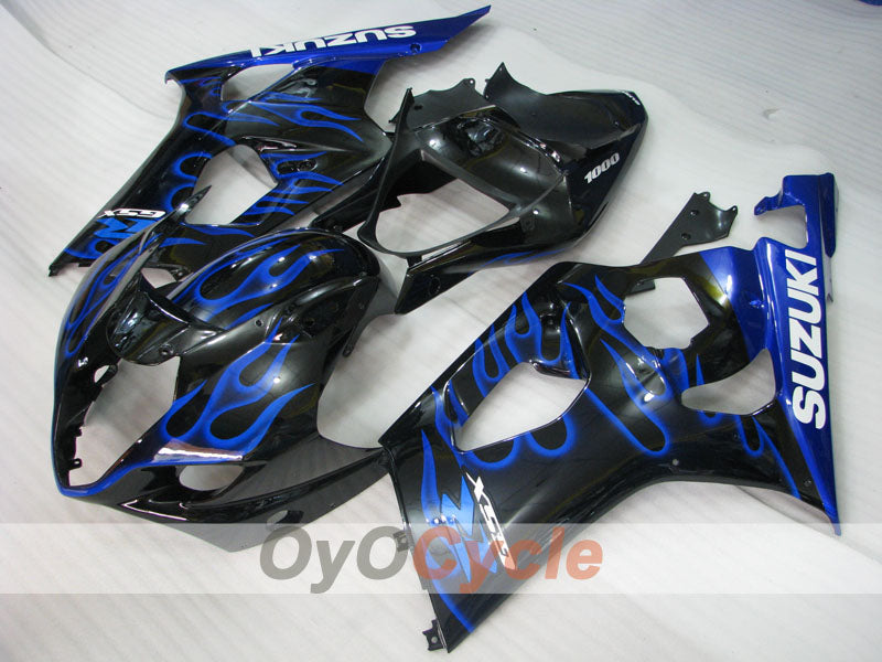 Kit de carénage à injection pour GSX R1000 03-04 - Bleu, noir - Flame #OYO87901837
