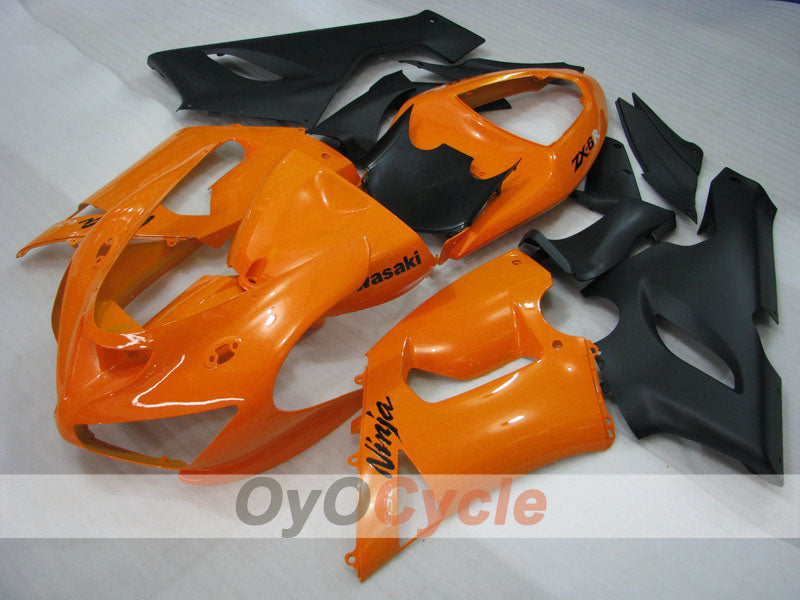 Kit de carénages injectés pour NINJA ZX-6R 05-06 - Orange, Noir - Style d’origine #OYO87901856