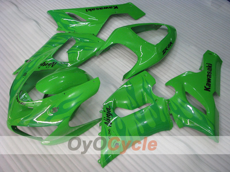Kit de carénage à injection pour NINJA ZX-6R 05-06 - Vert - Flamme #OYO87901869