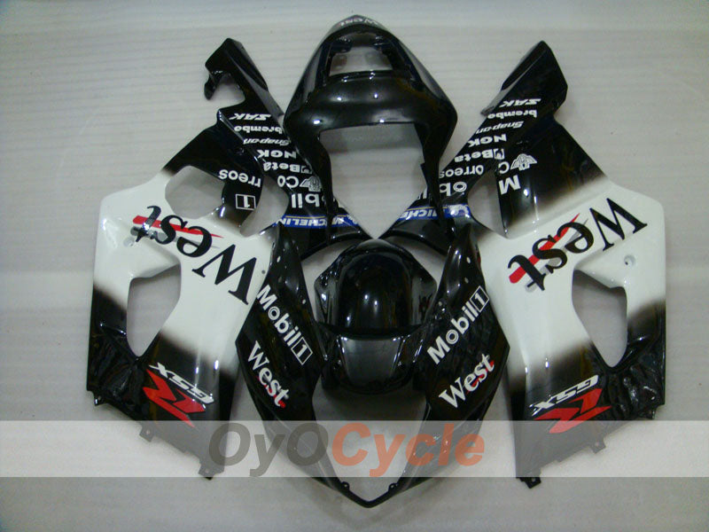 Kit de carénage à injection pour GSX R1000 03-04 - Blanc, noir - West #OYO87901926