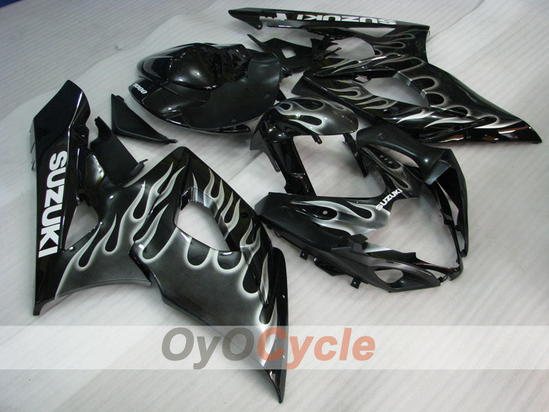 Kit de carénage moulé par injection pour GSX R1000 05-06 - Blanc, Noir - Flame #OYO87901969