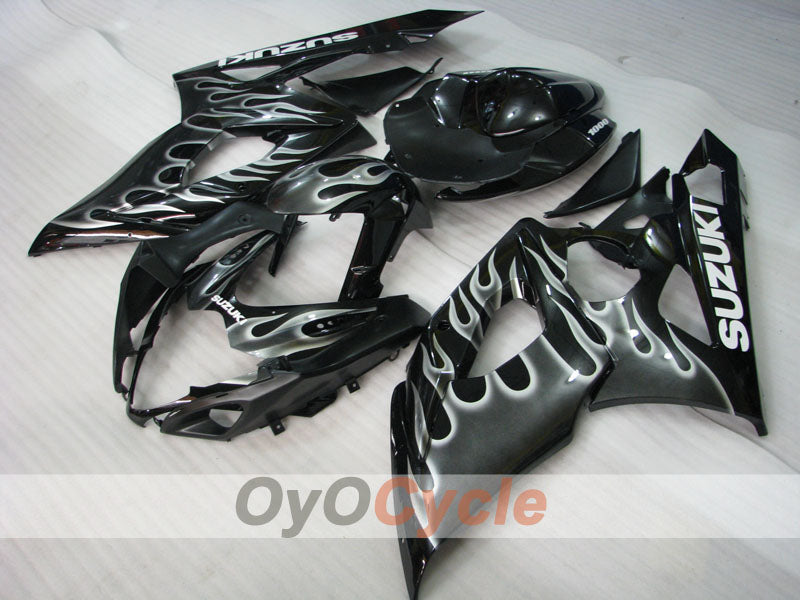 Kit de carénage moulé par injection pour GSX R1000 05-06 - Blanc, Noir - Flame #OYO87901969