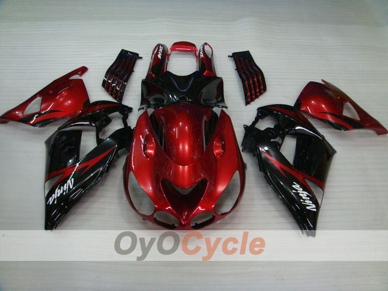 Kit de carénages injectés pour NINJA ZX-14R 06-11 - Rouge, noir - Style usine #OYO87901998