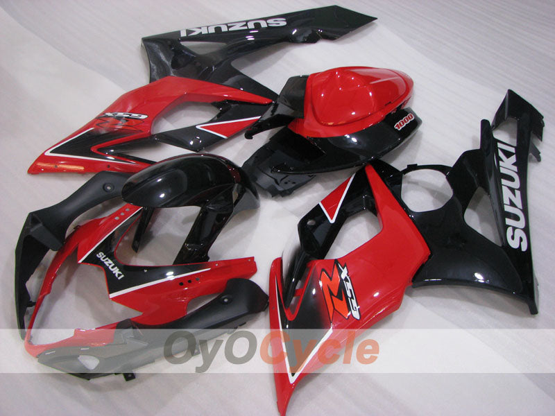 Kit de carénages injectés pour GSX R1000 05-06 - Rouge, noir - Style usine #OYO87902001