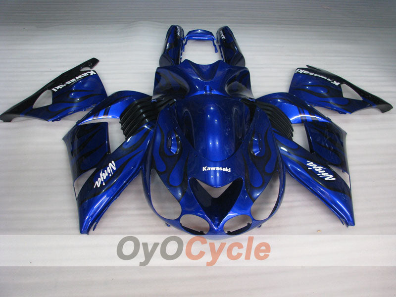 Kit de carénage injecté pour NINJA ZX-14R 06-11 - Bleu, noir - Flamme #OYO87902009