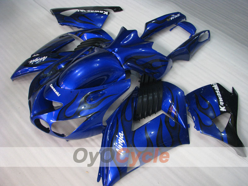 Kit de carénage injecté pour NINJA ZX-14R 06-11 - Bleu, noir - Flamme #OYO87902009