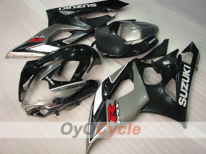 Kit de carénage injecté pour GSX R1000 05-06 - Noir, Argent - Style usine #OYO87902035