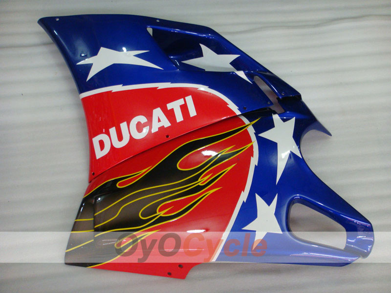 Kit de carénage à injection pour Ducati 748 94-02 - Rouge, Argent - Flamme #OYO87902065