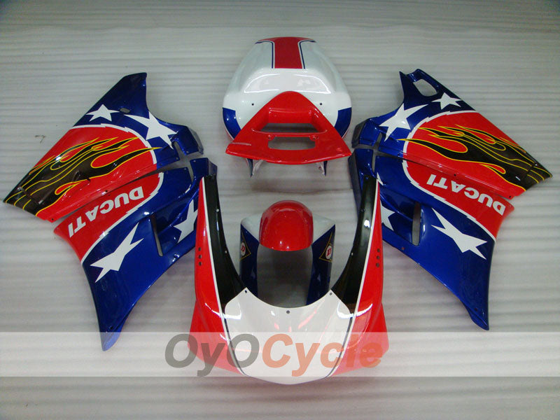 Kit de carénage à injection pour Ducati 748 94-02 - Rouge, Argent - Flamme #OYO87902065