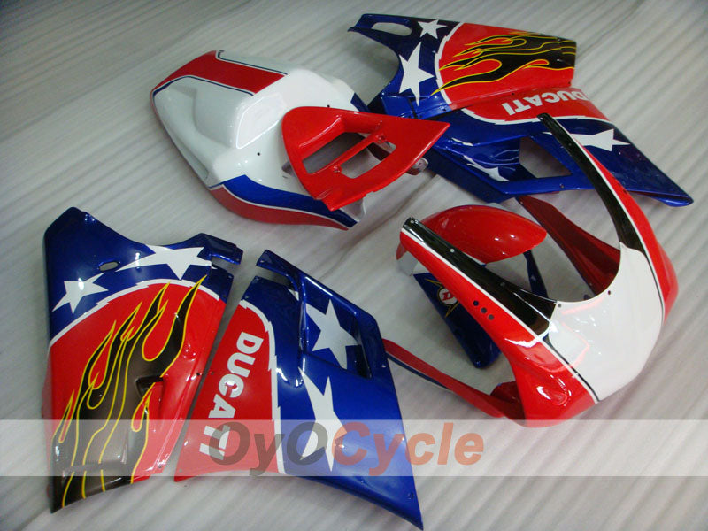 Kit de carénage à injection pour Ducati 748 94-02 - Rouge, Argent - Flamme #OYO87902065