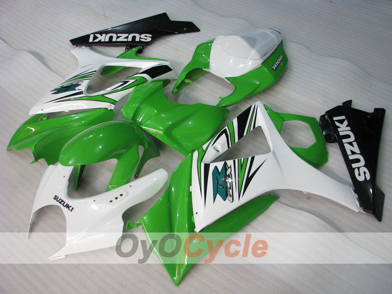 Kit de carénage à injection pour GSX R1000 07-08 - Vert, Blanc - Style usine #OYO87902142