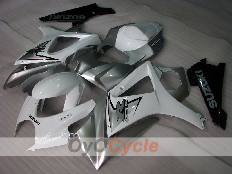 Kit de carénage injecté pour GSX R1000 07-08 - Blanc, argenté - Style d'origine #OYO87902147
