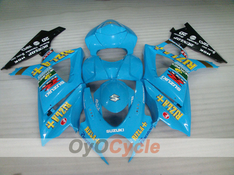 Kit de carénage injecté pour GSX R1000 07-08 - Bleu, noir - DUNLOP, Rizla+ #OYO87902156