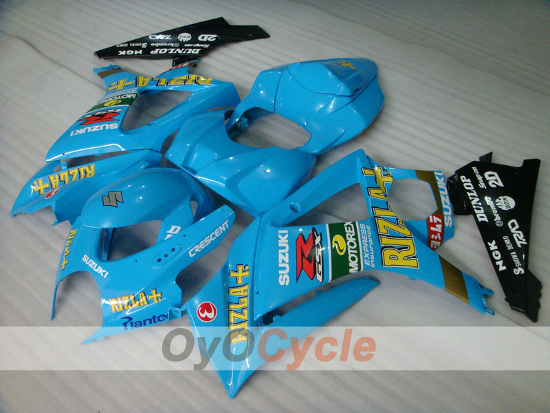 Kit de carénage injecté pour GSX R1000 07-08 - Bleu, noir - DUNLOP, Rizla+ #OYO87902156