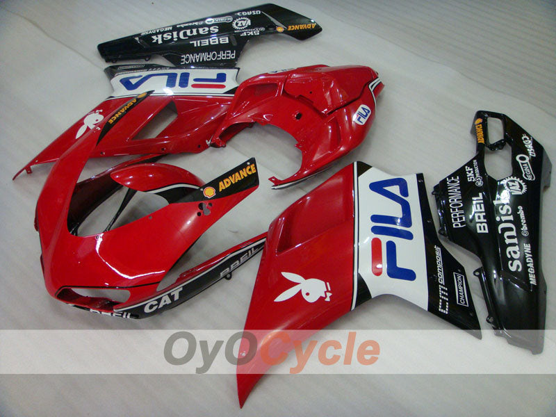 Kit de carénage à injection pour Ducati 848 08-13 - Rouge, Noir - FILA #OYO87902185