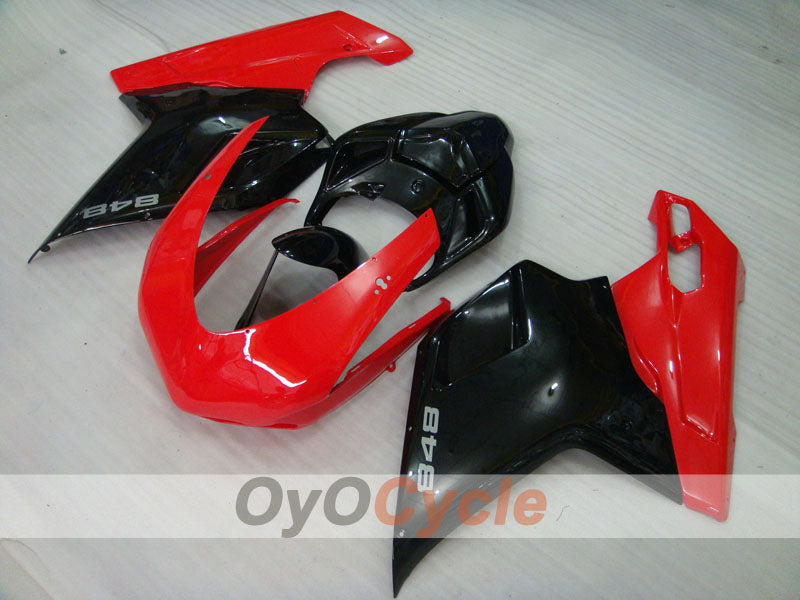 Kit de carénage injecté pour Ducati 848 08-13 - Rouge, noir - Style d'usine #OYO87902200