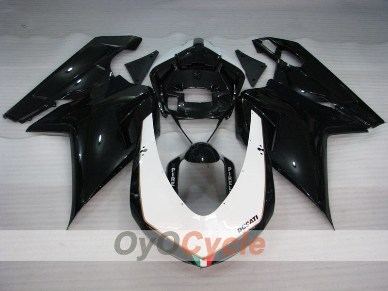Kit de carénage injecté pour Ducati 848 08-13 - Blanc, noir, mat - Style d'usine #OYO87902209