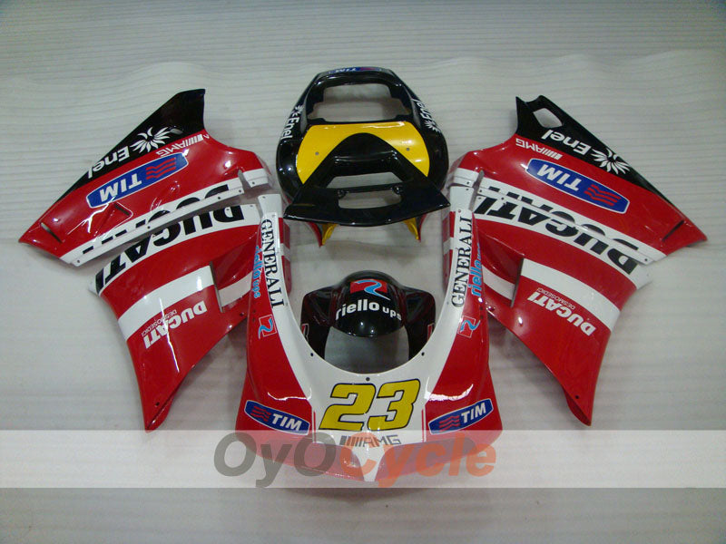 Kit de carénage injecté pour Ducati 996 99-02 - Rouge, noir - Style d'usine #OYO87902210
