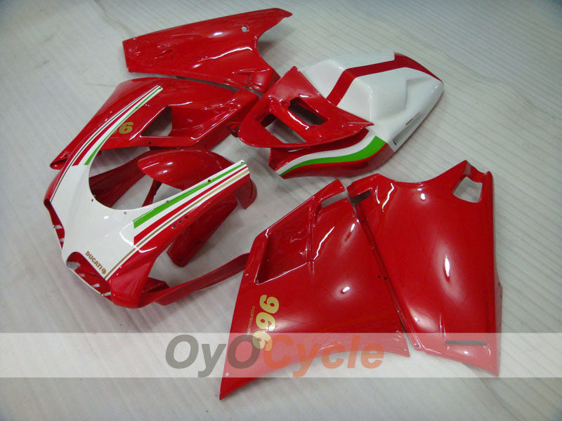 Kit de carénage injecté pour Ducati 996 99-02 - Rouge, blanc - Style usine #OYO87902214