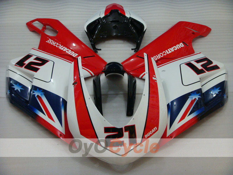 Kit de carénages injectés pour Ducati 848 08-13 - Rouge, blanc - Xerox #OYO87902261