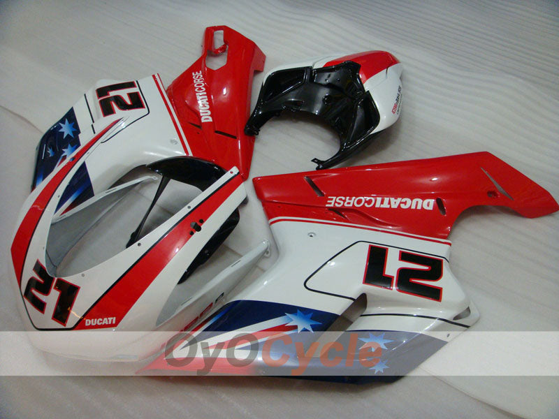 Kit de carénages injectés pour Ducati 848 08-13 - Rouge, blanc - Xerox #OYO87902261 Image principale du produit