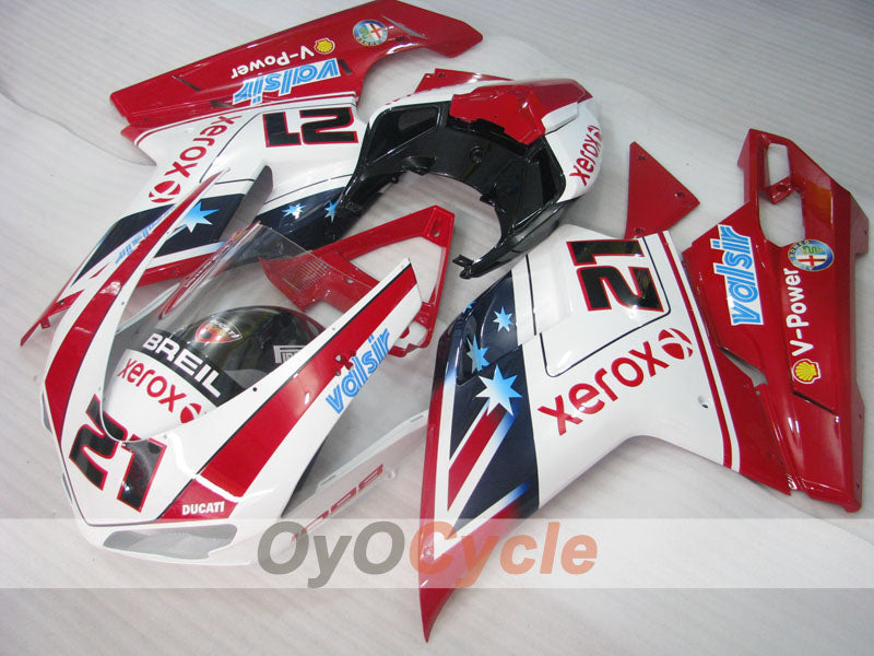Kit de carénage injecté pour Ducati 1098 07-09 - Rouge, Blanc - Xerox #OYO87902270