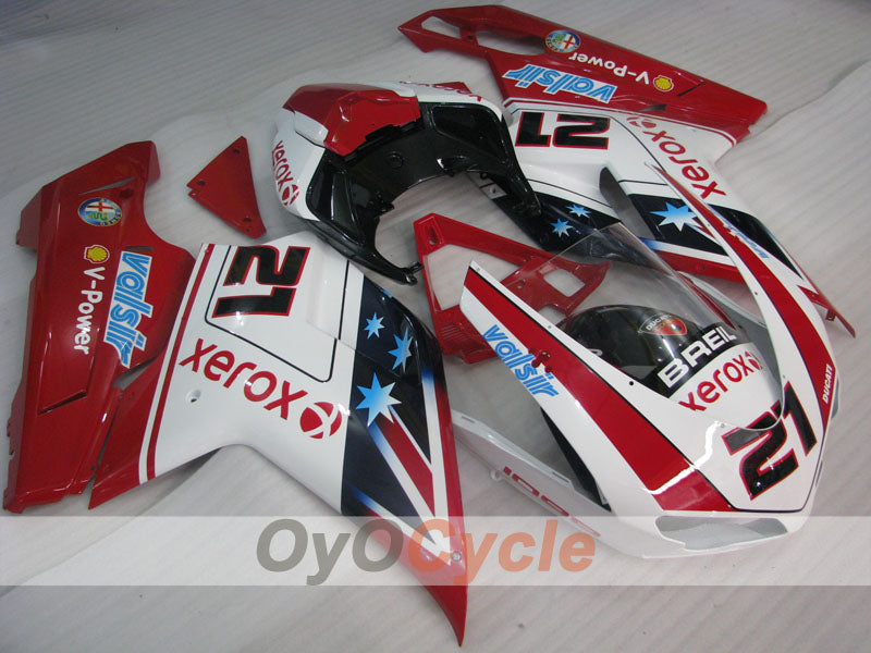 Kit de carénage injecté pour Ducati 1098 07-09 - Rouge, Blanc - Xerox #OYO87902270
