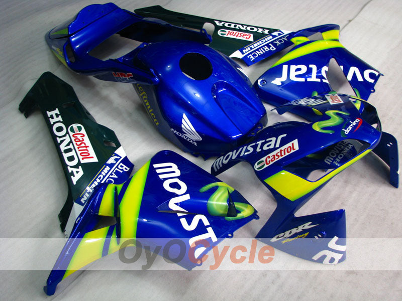 Kit de carénage à injection pour CBR600RR 03-04 - Jaune, Bleu - Movistar #OYO87902537