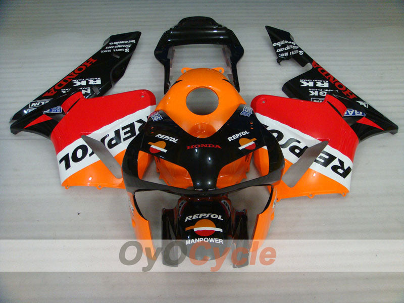 Kit de carénages injectés pour CBR600RR 03-04 - Orange, Noir - Repsol #OYO87902585