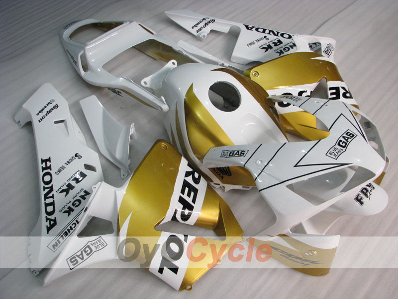 Kit de carénages injectés pour CBR600RR 03-04 - Blanc, Or - Repsol #OYO87902590 Image principale du produit
