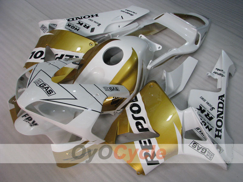 Kit de carénages injectés pour CBR600RR 03-04 - Blanc, Or - Repsol #OYO87902590