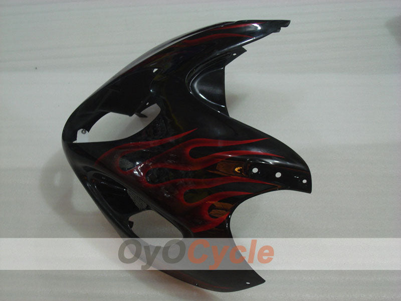 Kit de carénage à injection pour GSXR1300 Hayabusa 99-07 - Rouge, noir - Flammes #OYO87902664
