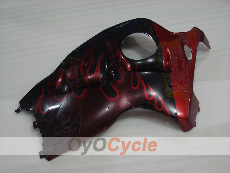 Kit de carénage à injection pour GSXR1300 Hayabusa 99-07 - Rouge, noir - Flammes #OYO87902664