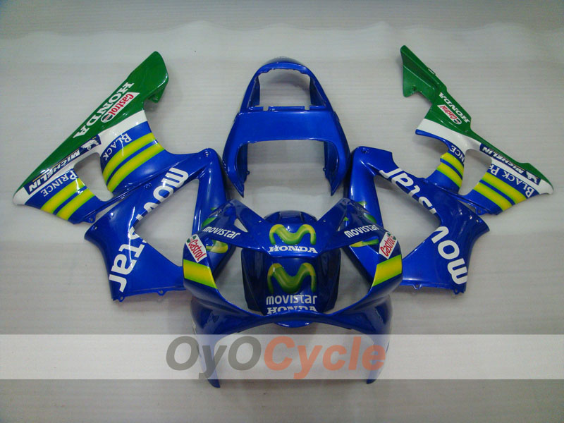 Kit de carénages moulés par injection pour CBR900RR 929 de 00-01 - Jaune, bleu - Movistar #OYO87902710 Image principale du produit